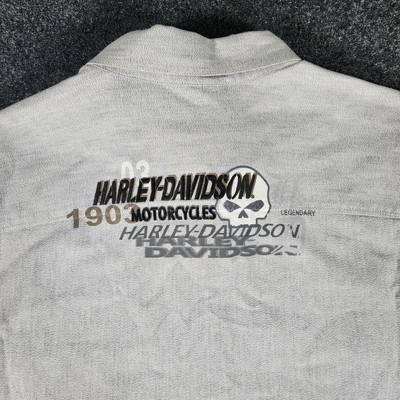 Harley Davidson Button Up Shirt Men 2XL 1903 Skull Legendary Motorcycle Biker - Picture 1 of 13